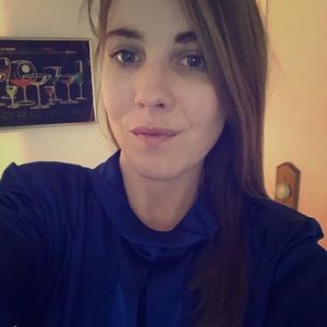 Royal Blue buttoned blouse.